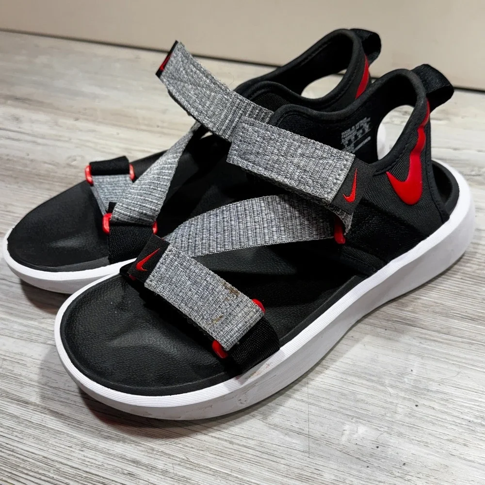 Nike Vista Sandals Shoes Mens Size 8 Black Red Strap Adjustable DJ6606-002
